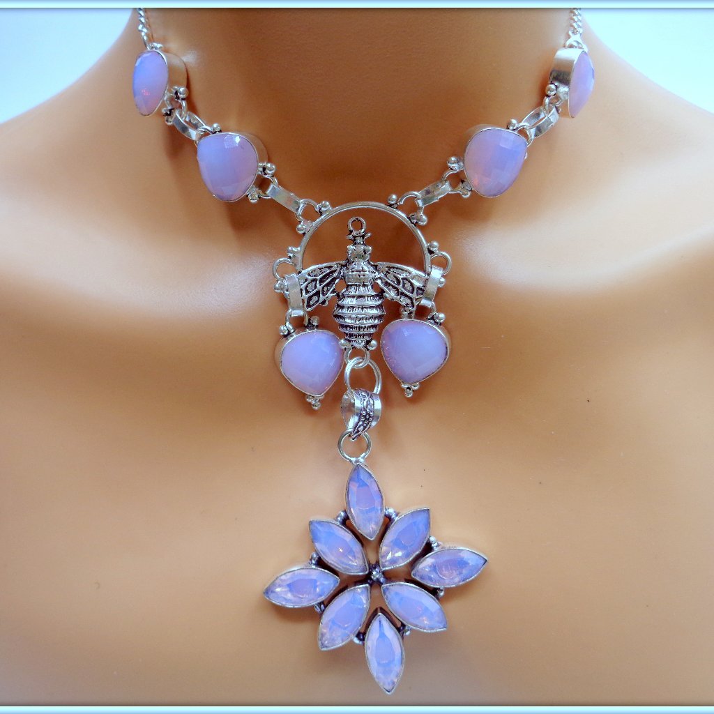 Milky Opal Gemstone Handcrafted Ladies Necklace